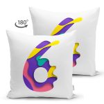 Beyaz Zemin Renkli 6 Rakamlı Özel Tasarım Modern Suet Yastık Kırlent Kılıfı Realhomes