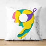 Beyaz Zemin Renkli 9 Rakamlı Özel Tasarım Modern Suet Yastık Kırlent Kılıfı Realhomes