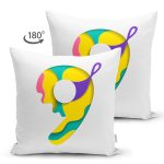 Beyaz Zemin Renkli 9 Rakamlı Özel Tasarım Modern Suet Yastık Kırlent Kılıfı Realhomes