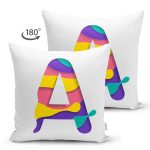 - Suet-K9496-Gorsel2 - Realhomes Beyaz Zemin Renkli A Harfli Özel Tasarım Modern Suet Yastık Kırlent Kılıfı Realhomes