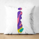 - Suet-K9505-Gorsel1 - Realhomes Beyaz Zemin Renkli İ Harfli Özel Tasarım Modern Suet Yastık Kırlent Kılıfı Realhomes