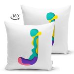 - Suet-K9507-Gorsel2 - Realhomes Beyaz Zemin Renkli J Harfli Özel Tasarım Modern Suet Yastık Kırlent Kılıfı Realhomes