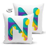 - Suet-K9511-Gorsel2 - Realhomes Beyaz Zemin Renkli N Harfli Özel Tasarım Modern Suet Yastık Kırlent Kılıfı Realhomes