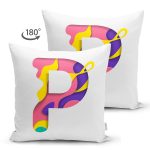 - Suet-K9514-Gorsel2 - Realhomes Beyaz Zemin Renkli P Harfli Özel Tasarım Modern Suet Yastık Kırlent Kılıfı Realhomes