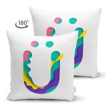 - Suet-K9521-Gorsel2 - Realhomes Beyaz Zemin Renkli Ü Harfli Özel Tasarım Modern Suet Yastık Kırlent Kılıfı Realhomes