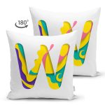 - Suet-K9523-Gorsel2 - Realhomes Beyaz Zemin Renkli W Harfli Özel Tasarım Modern Suet Yastık Kırlent Kılıfı Realhomes