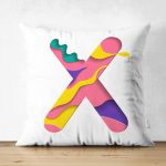 - Suet-K9524-Gorsel1 - Realhomes Beyaz Zemin Renkli X Harfli Özel Tasarım Modern Suet Yastık Kırlent Kılıfı Realhomes