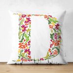 - Suet-K9532-Gorsel1 - Realhomes Beyaz Zemin Yaprak Temalı D Harfi Özel Tasarım Modern Suet Yastık Kırlent Kılıfı Realhomes