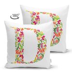 - Suet-K9532-Gorsel2 - Realhomes Beyaz Zemin Yaprak Temalı D Harfi Özel Tasarım Modern Suet Yastık Kırlent Kılıfı Realhomes