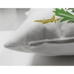 Beyaz Zemin Yaprak Temalı E Harfi Özel Tasarım Modern Suet Yastık Kırlent Kılıfı Realhomes