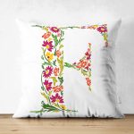 - Suet-K9534-Gorsel1 - Realhomes Beyaz Zemin Yaprak Temalı F Harfi Özel Tasarım Modern Suet Yastık Kırlent Kılıfı Realhomes