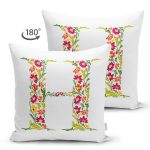 - Suet-K9536-Gorsel2 - Realhomes Beyaz Zemin Yaprak Temalı H Harfi Özel Tasarım Modern Suet Yastık Kırlent Kılıfı Realhomes