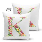 - Suet-K9540-Gorsel2 - Realhomes Beyaz Zemin Yaprak Temalı K Harfi Özel Tasarım Modern Suet Yastık Kırlent Kılıfı Realhomes