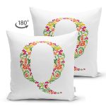 - Suet-K9547-Gorsel2 - Realhomes Beyaz Zemin Yaprak Temalı Q Harfi Özel Tasarım Modern Suet Yastık Kırlent Kılıfı Realhomes