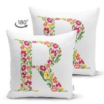 - Suet-K9548-Gorsel2 - Realhomes Beyaz Zemin Yaprak Temalı R Harfi Özel Tasarım Modern Suet Yastık Kırlent Kılıfı Realhomes