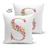 - Suet-K9549-Gorsel2 - Realhomes Beyaz Zemin Yaprak Temalı S Harfi Özel Tasarım Modern Suet Yastık Kırlent Kılıfı Realhomes