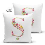 - Suet-K9550-Gorsel2 - Realhomes Beyaz Zemin Yaprak Temalı Ş Harfi Özel Tasarım Modern Suet Yastık Kırlent Kılıfı Realhomes