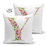 - Suet-K9556-Gorsel2 - Realhomes Beyaz Zemin Yaprak Temalı Y Harfi Özel Tasarım Modern Suet Yastık Kırlent Kılıfı Realhomes