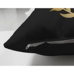 Siyah Zemin Gold Yaprak Çerçeveli J Harfi Özel Tasarım Modern Suet Yastık Kırlent Kılıfı Realhomes