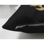 Siyah Zemin Gold Yaprak Çerçeveli N Harfi Özel Tasarım Modern Suet Yastık Kırlent Kılıfı Realhomes