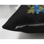 Siyah Zemin Renkli Gül Temalı B Harfi Özel Tasarım Modern Suet Yastık Kırlent Kılıfı Realhomes