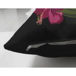 Siyah Zemin Renkli Gül Temalı D Harfi Özel Tasarım Modern Suet Yastık Kırlent Kılıfı Realhomes