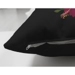 Siyah Zemin Renkli Gül Temalı G Harfi Özel Tasarım Modern Suet Yastık Kırlent Kılıfı Realhomes