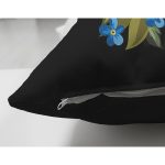 Siyah Zemin Renkli Gül Temalı H Harfi Özel Tasarım Modern Suet Yastık Kırlent Kılıfı Realhomes