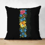 Siyah Zemin Renkli Gül Temalı I Harfi Özel Tasarım Modern Suet Yastık Kırlent Kılıfı Realhomes
