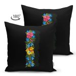 Siyah Zemin Renkli Gül Temalı I Harfi Özel Tasarım Modern Suet Yastık Kırlent Kılıfı Realhomes
