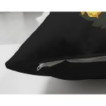 Siyah Zemin Renkli Gül Temalı J Harfi Özel Tasarım Modern Suet Yastık Kırlent Kılıfı Realhomes