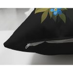 Siyah Zemin Renkli Gül Temalı K Harfi Özel Tasarım Modern Suet Yastık Kırlent Kılıfı Realhomes