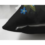 Siyah Zemin Renkli Gül Temalı N Harfi Özel Tasarım Modern Suet Yastık Kırlent Kılıfı Realhomes