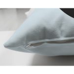 - Suet-K9625-Gorsel3 - Realhomes Mavi Zemin Çiçek Desenli Siyah C Harfi Özel Tasarım Modern Suet Yastık Kırlent Kılıfı Realhomes