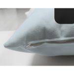 Mavi Zemin Çiçek Desenli Siyah F Harfi Özel Tasarım Modern Suet Yastık Kırlent Kılıfı Realhomes