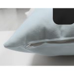 Mavi Zemin Çiçek Desenli Siyah H Harfi Özel Tasarım Modern Suet Yastık Kırlent Kılıfı Realhomes