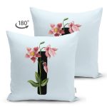 - Suet-K9633-Gorsel2 - Realhomes Mavi Zemin Çiçek Desenli Siyah I Harfi Özel Tasarım Modern Suet Yastık Kırlent Kılıfı Realhomes