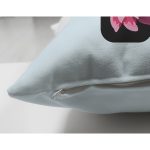 Mavi Zemin Çiçek Desenli Siyah K Harfi Özel Tasarım Modern Suet Yastık Kırlent Kılıfı Realhomes