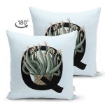 - Suet-K9642-Gorsel2 - Realhomes Mavi Zemin Çiçek Desenli Siyah Q Harfi Özel Tasarım Modern Suet Yastık Kırlent Kılıfı Realhomes