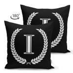 - Suet-K9665-Gorsel2 - Realhomes Siyah Beyaz Çelenkli I Harfi Özel Tasarım Modern Suet Yastık Kırlent Kılıfı Realhomes