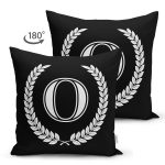 - Suet-K9671-Gorsel2 - Realhomes Siyah Beyaz Çelenkli O Harfi Özel Tasarım Modern Suet Yastık Kırlent Kılıfı Realhomes