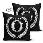- Suet-K9672-Gorsel2 - Realhomes Siyah Beyaz Çelenkli Ö Harfi Özel Tasarım Modern Suet Yastık Kırlent Kılıfı Realhomes