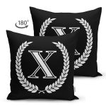 - Suet-K9683-Gorsel2 - Realhomes Siyah Beyaz Çelenkli X Harfi Özel Tasarım Modern Suet Yastık Kırlent Kılıfı Realhomes