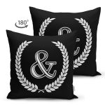 - Suet-K9686-Gorsel2 - Realhomes Siyah Beyaz Çelenkli & Harfi Özel Tasarım Modern Suet Yastık Kırlent Kılıfı Realhomes