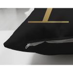 - Suet-K9687-Gorsel3 - Realhomes Siyah Zemin Beyaz Gül Motifli Gold A Harfi Özel Tasarım Modern Suet Yastık Kırlent Kılıfı Realhomes