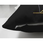 - Suet-K9688-Gorsel3 - Realhomes Siyah Zemin Beyaz Gül Motifli Gold B Harfi Özel Tasarım Modern Suet Yastık Kırlent Kılıfı Realhomes