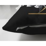 - Suet-K9691-Gorsel3 - Realhomes Siyah Zemin Beyaz Gül Motifli Gold D Harfi Özel Tasarım Modern Suet Yastık Kırlent Kılıfı Realhomes