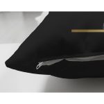 Siyah Zemin Beyaz Gül Motifli Gold F Harfi Özel Tasarım Modern Suet Yastık Kırlent Kılıfı Realhomes