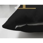 Siyah Zemin Beyaz Gül Motifli Gold M Harfi Özel Tasarım Modern Suet Yastık Kırlent Kılıfı Realhomes