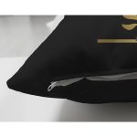 Siyah Zemin Beyaz Gül Motifli Gold P Harfi Özel Tasarım Modern Suet Yastık Kırlent Kılıfı Realhomes